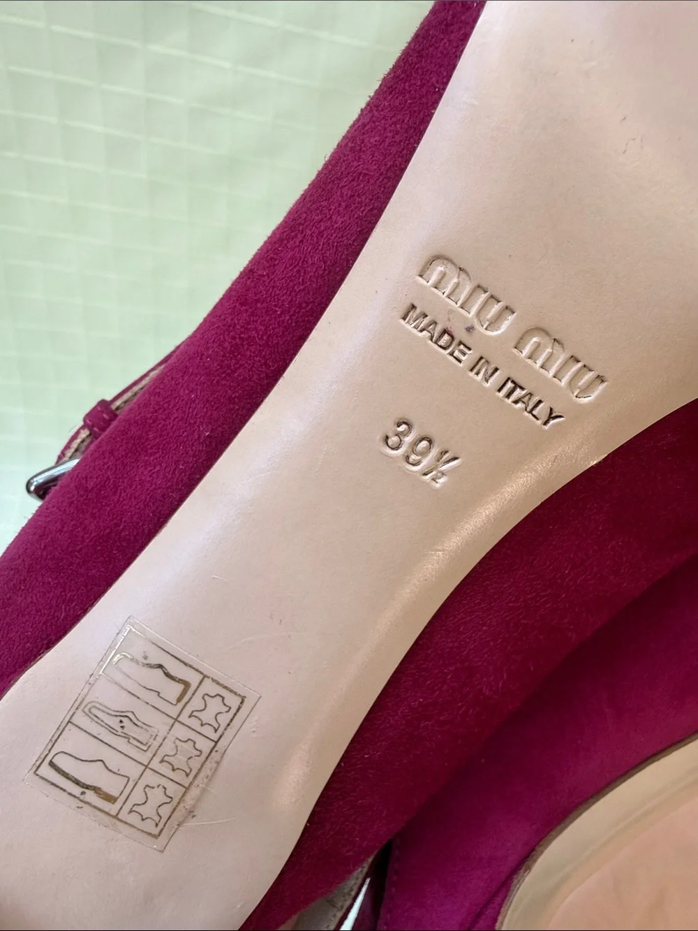 Miu Miu Magenta Suede Pointed-Toe Slingback Heels with Dust Bag